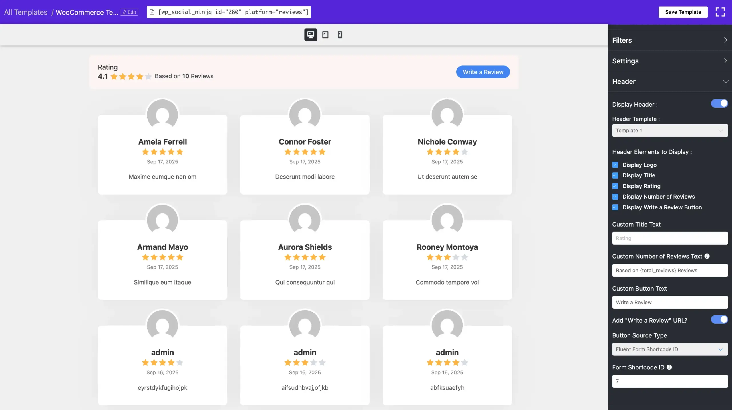 edit review template