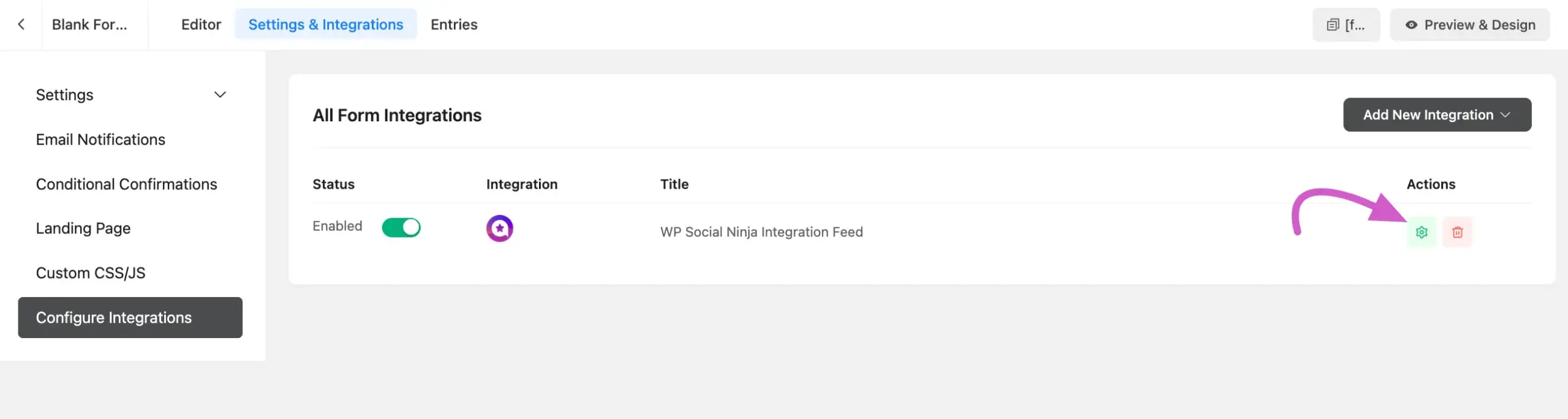 form integration successful