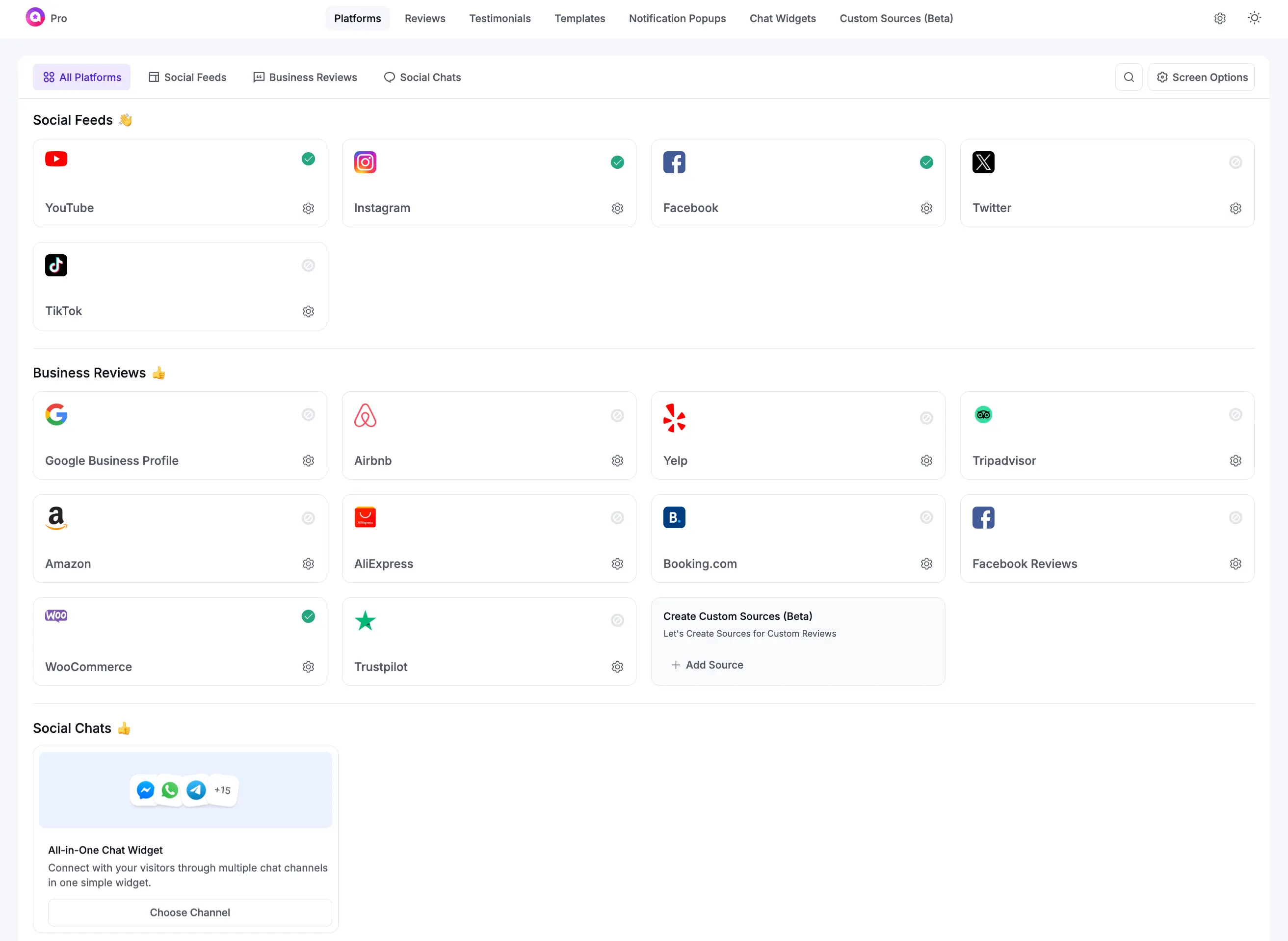 WP Social Ninja Platforms