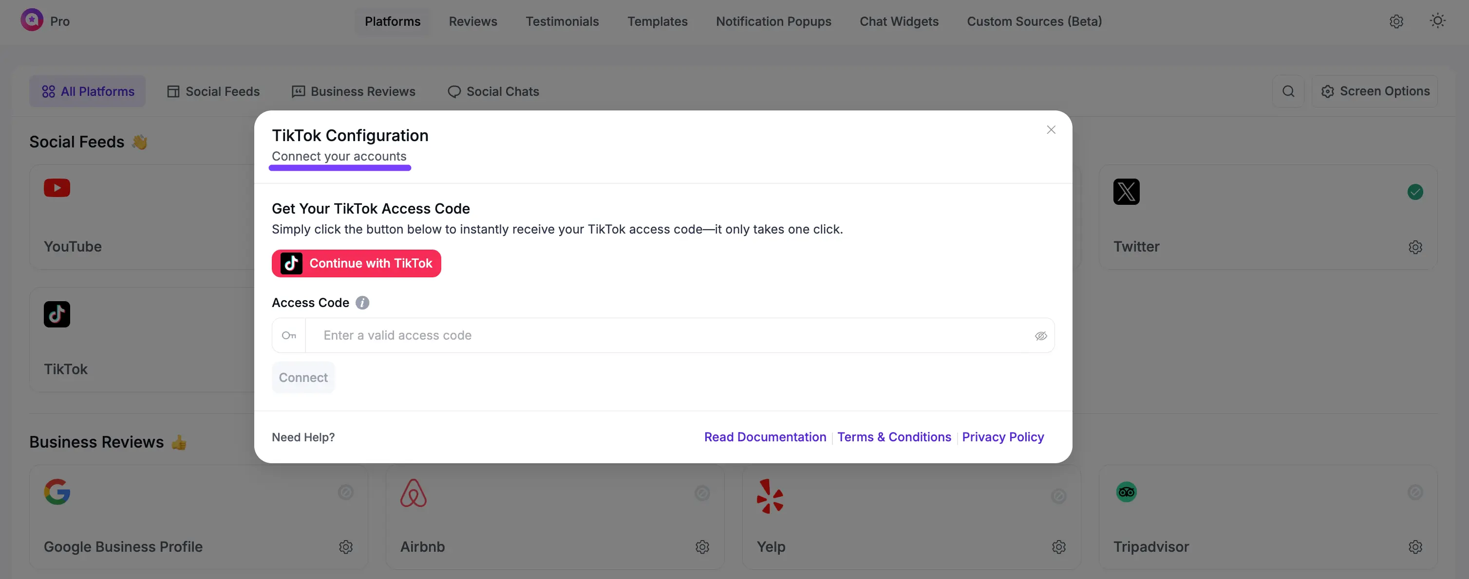 TikTok Configure Access Code