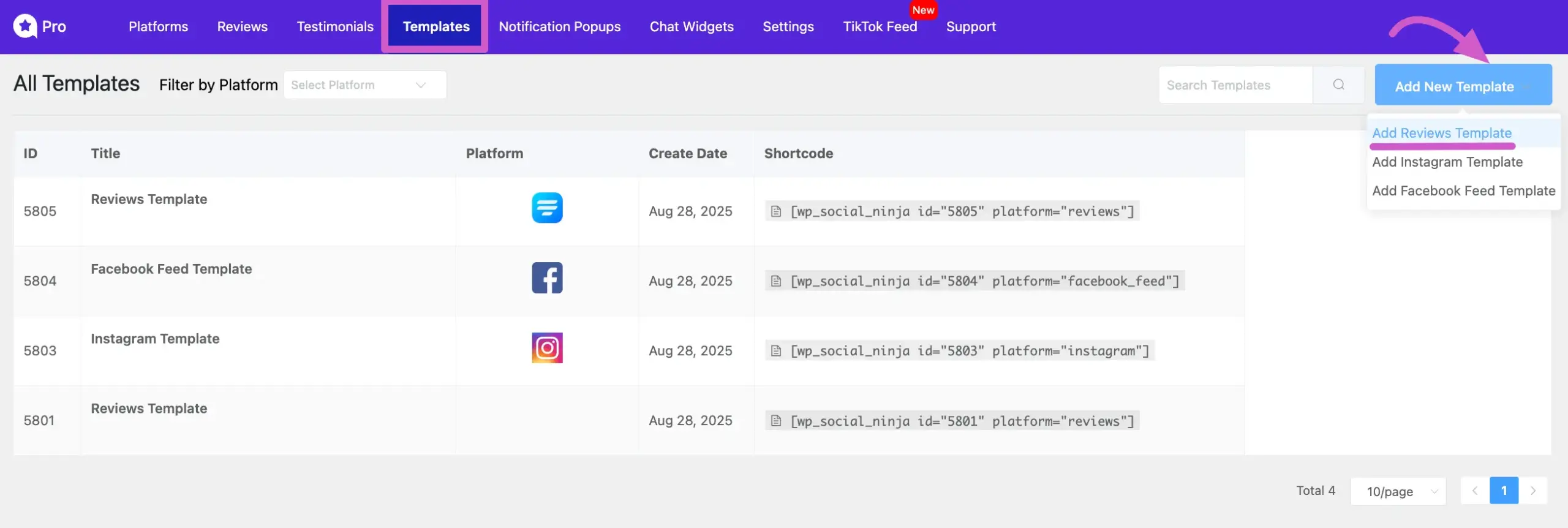 add reviews template 