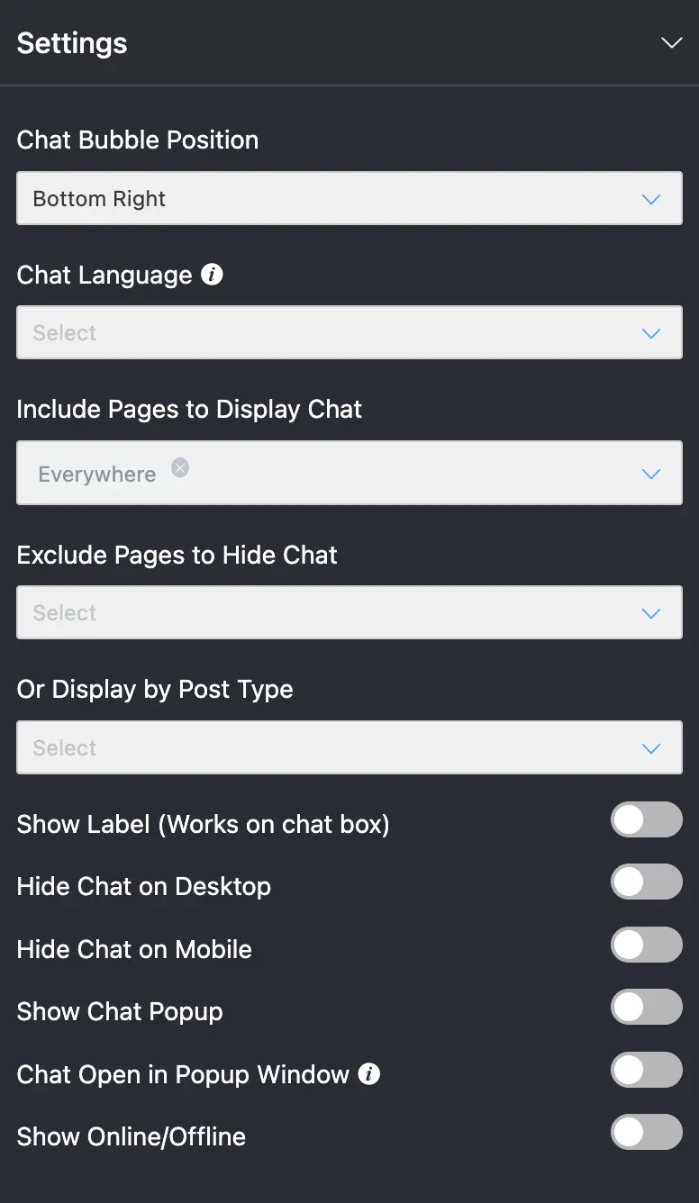 chat widget settings 1