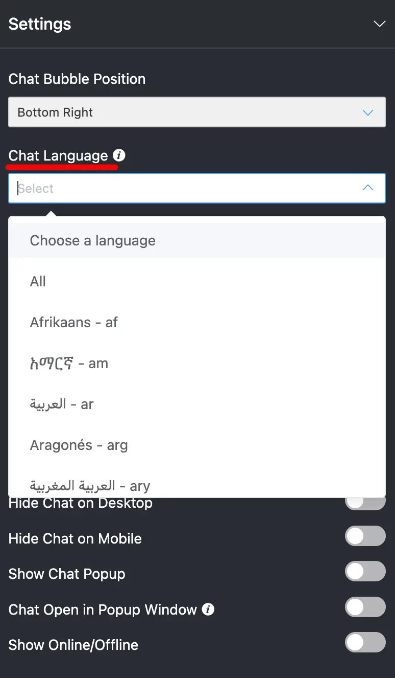 chat widget settings 3