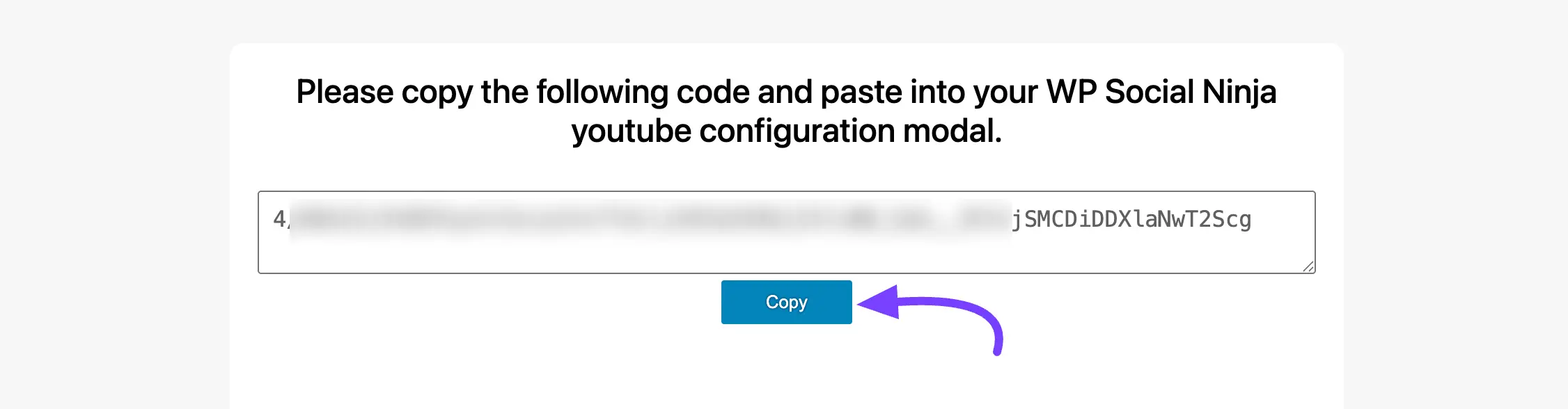 Copying the Google Access Code