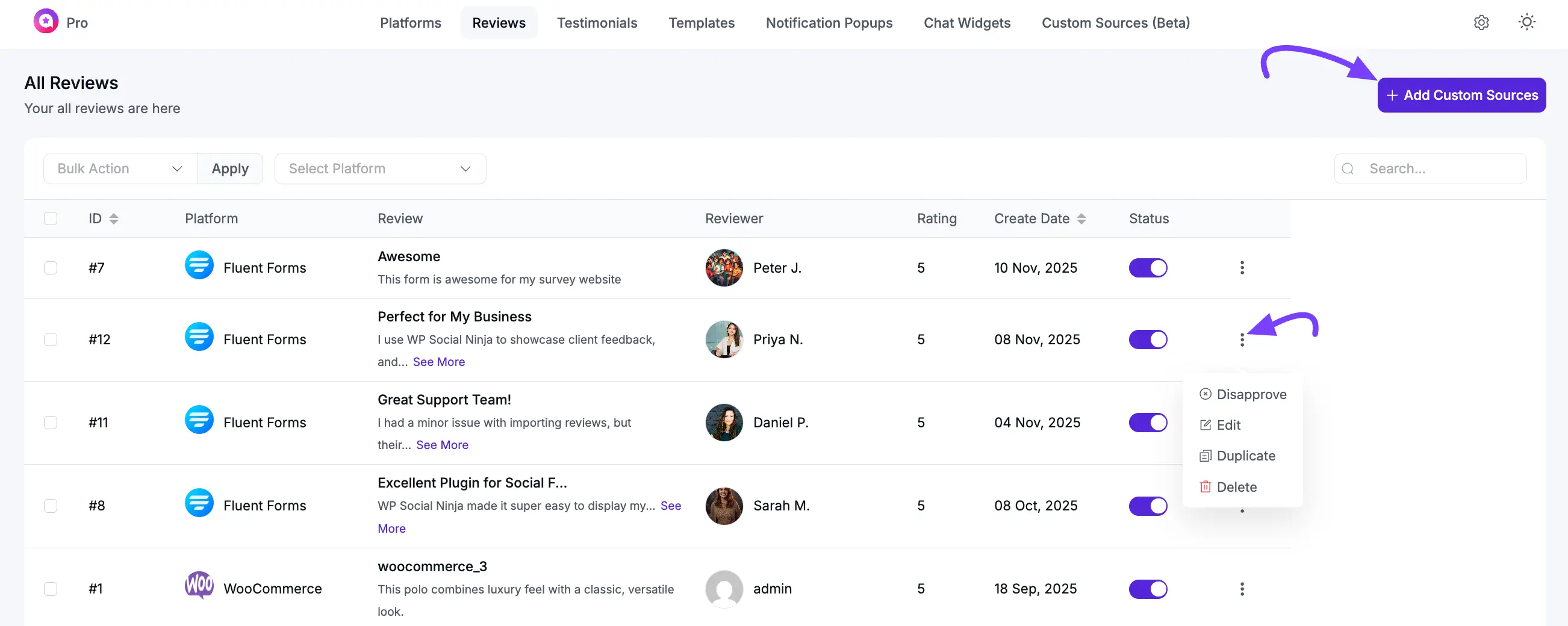 The "Add Custom Source" button