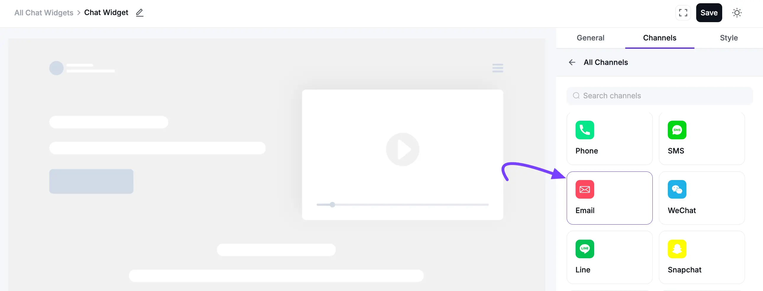 Configuring the Email chat channel