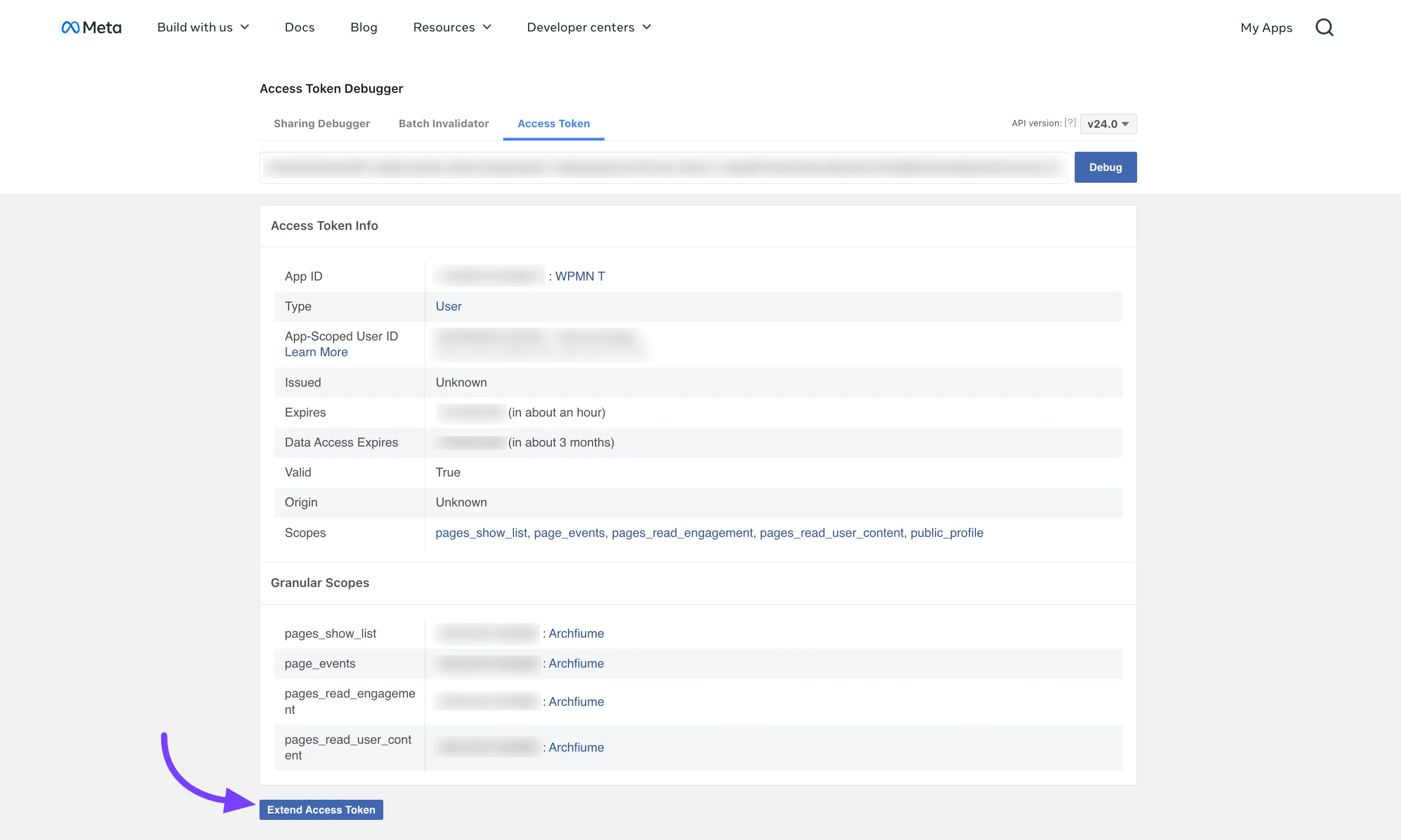 access token debugger 2