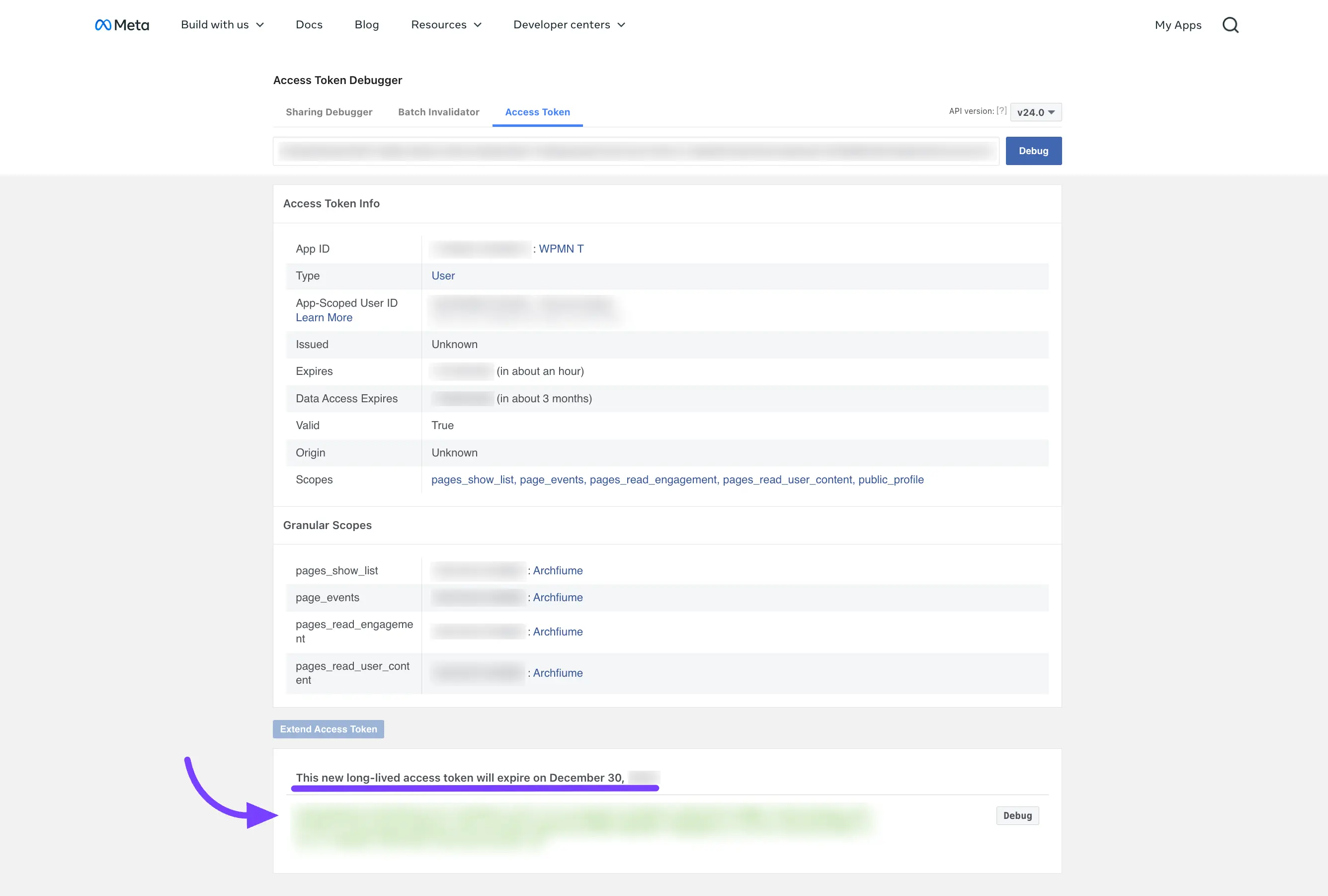 access token debugger 3