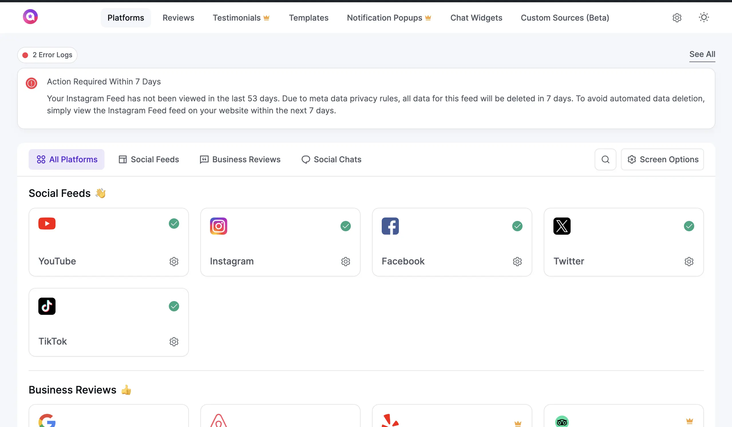Dashboard Notifications