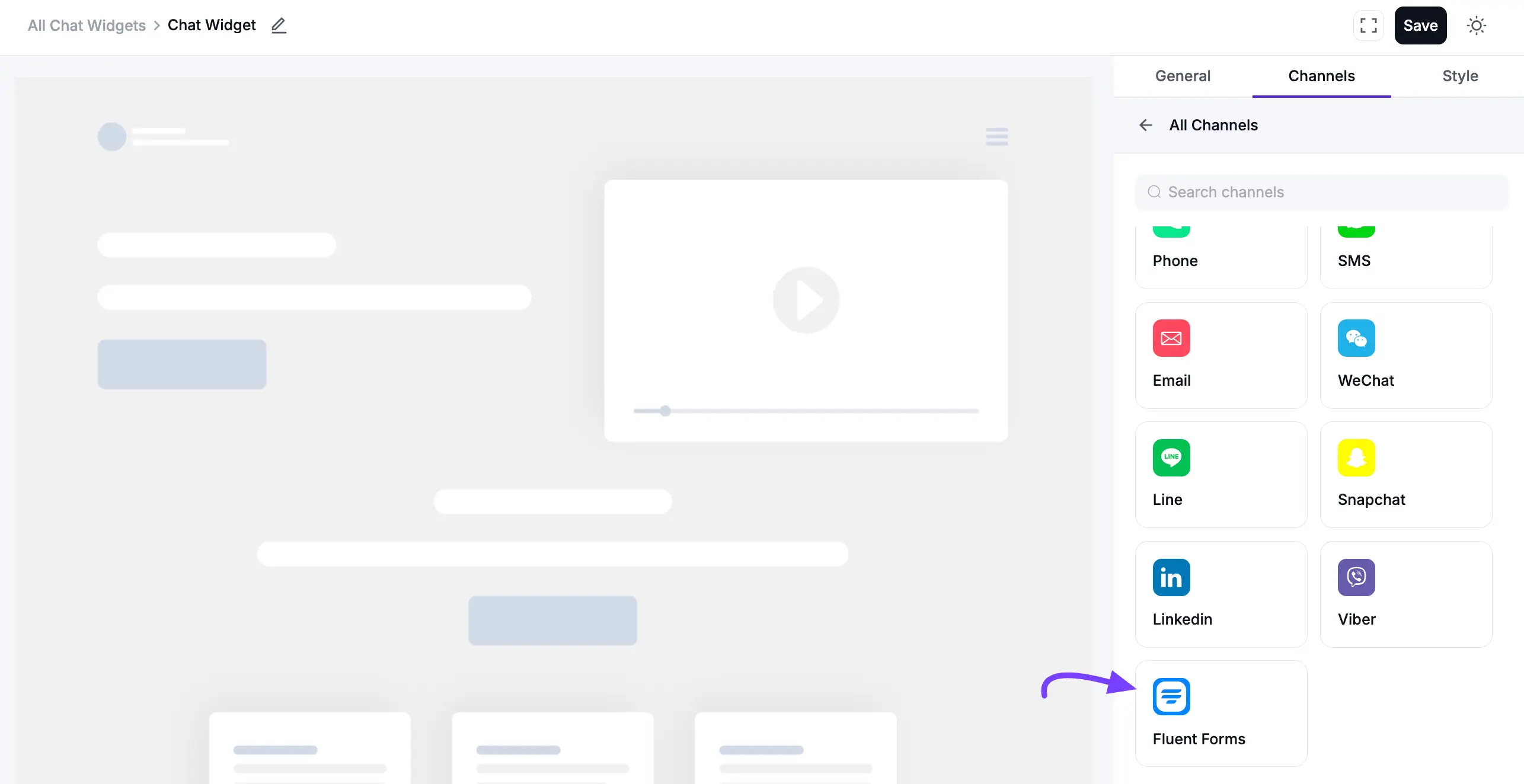 Configuring the Fluent Forms chat channel