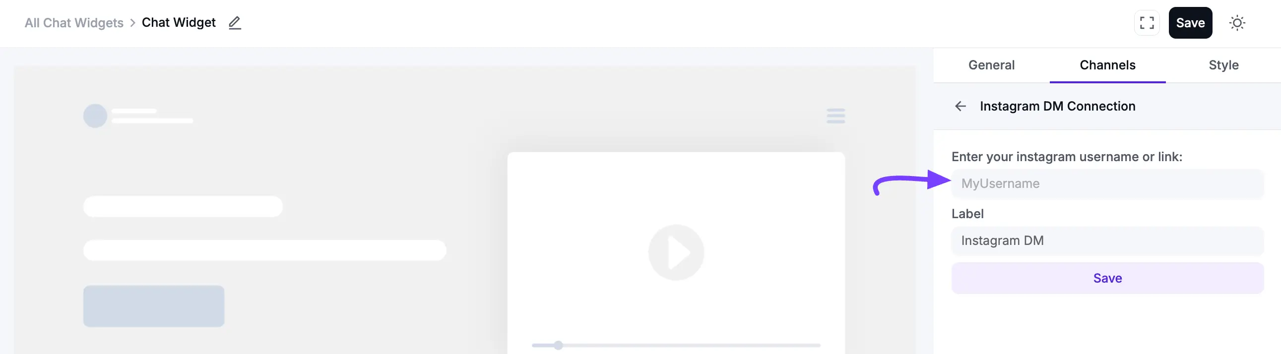 Configuring the Instagram DM (Pro) Username