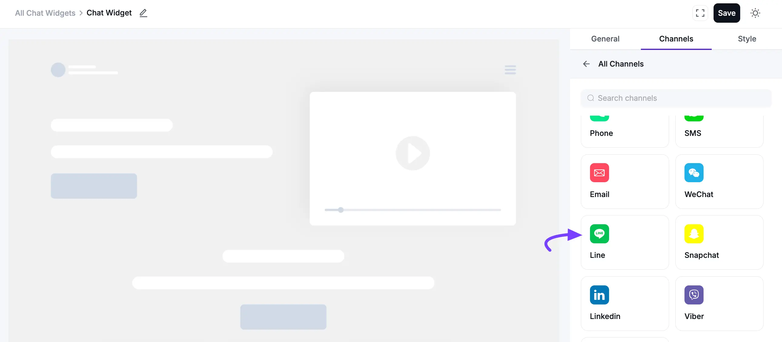 Configuring the Line chat channel