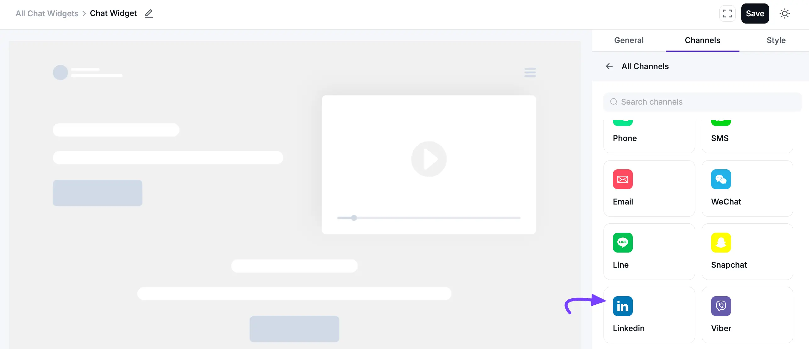 Configuring the LinkedIn chat channel