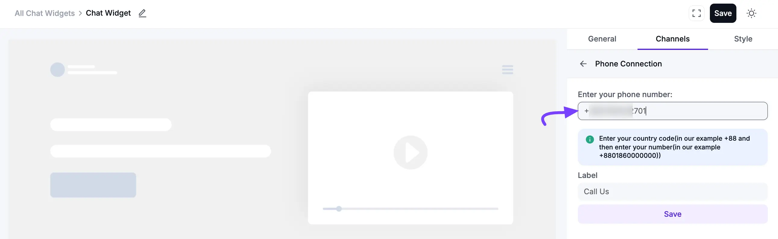 Configuring the Phone Number