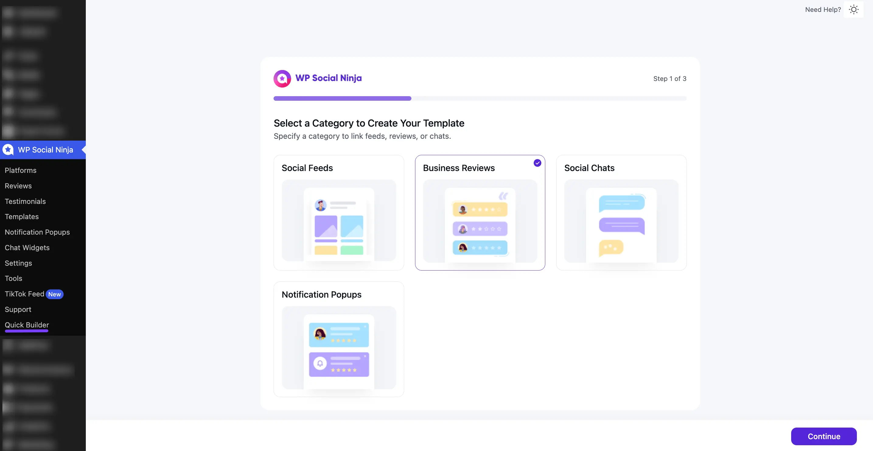 The Quick Builder button on the dashboard