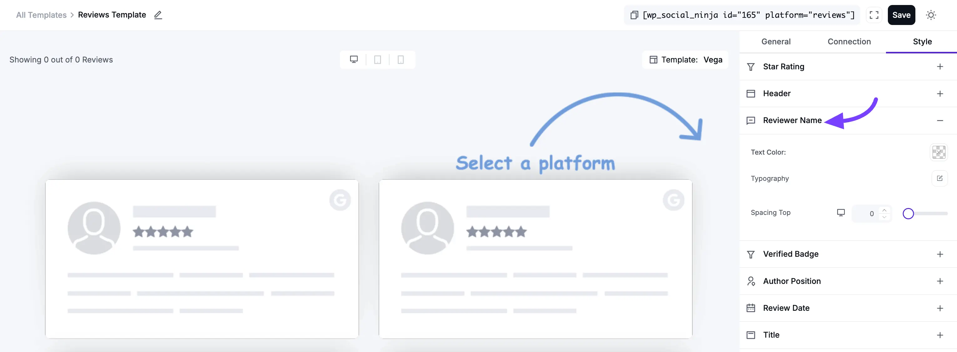 Template style and connection