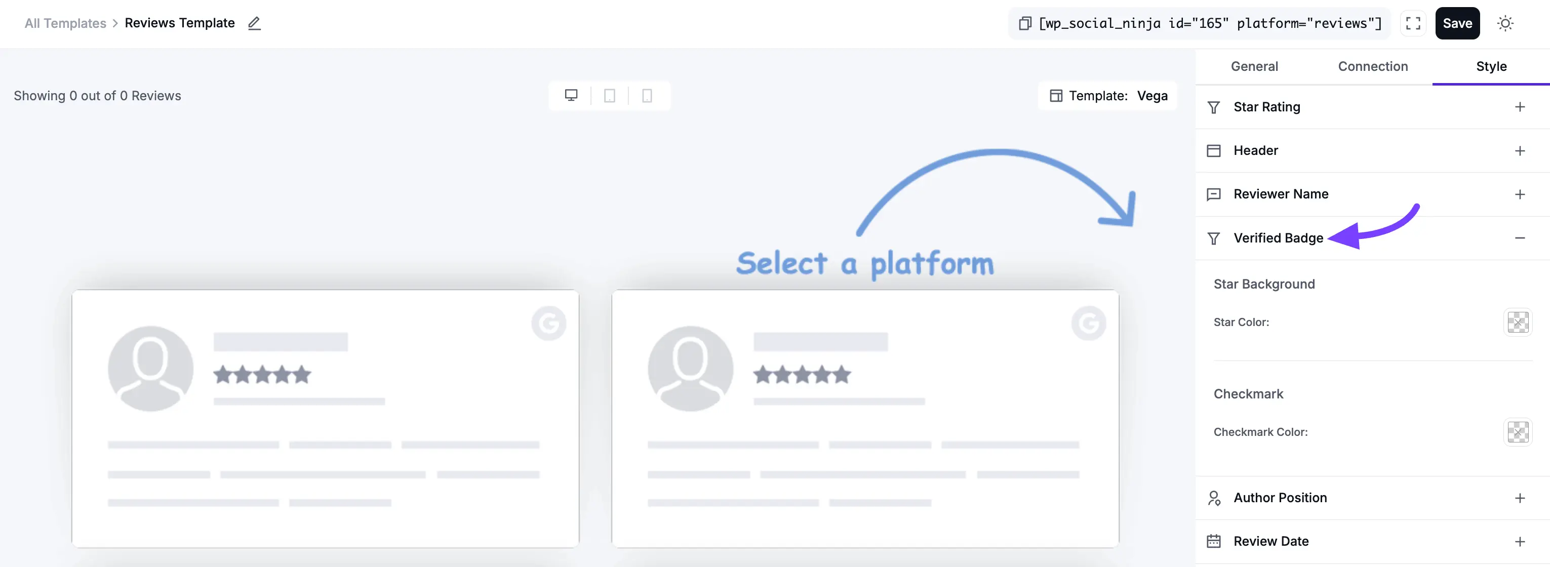 Template style and connection