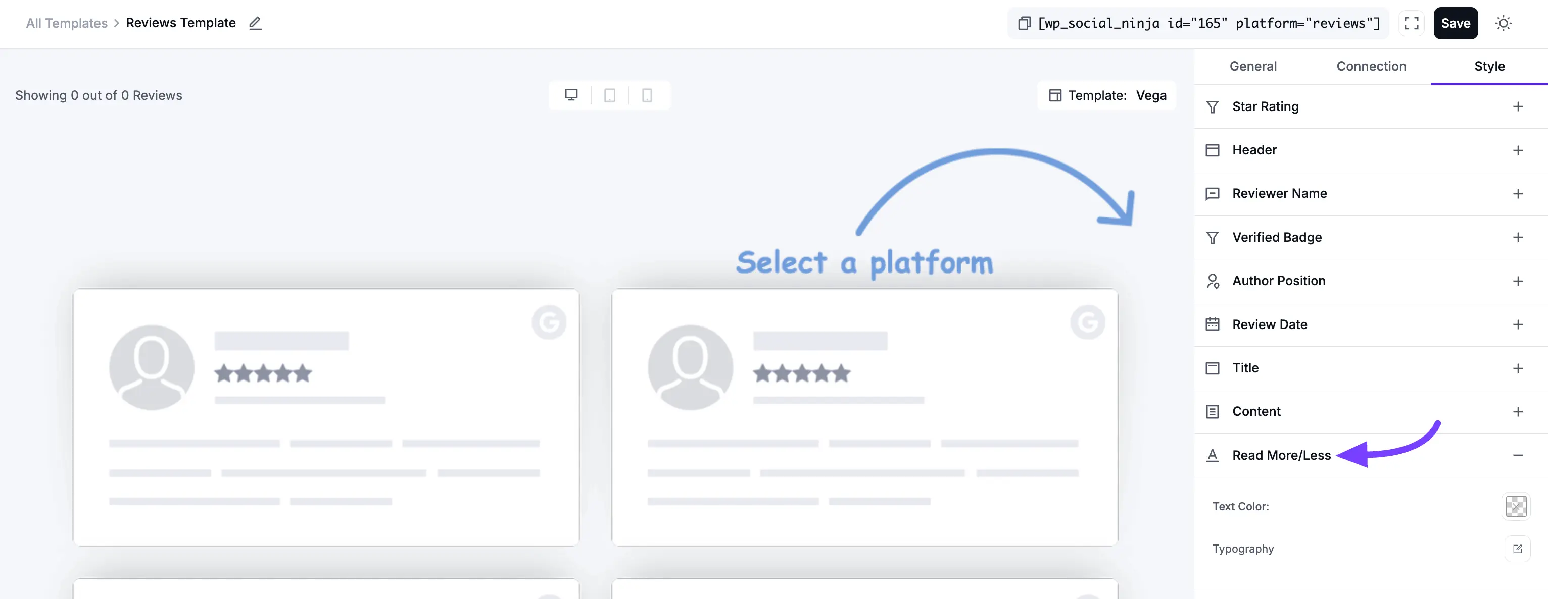 Template style and connection