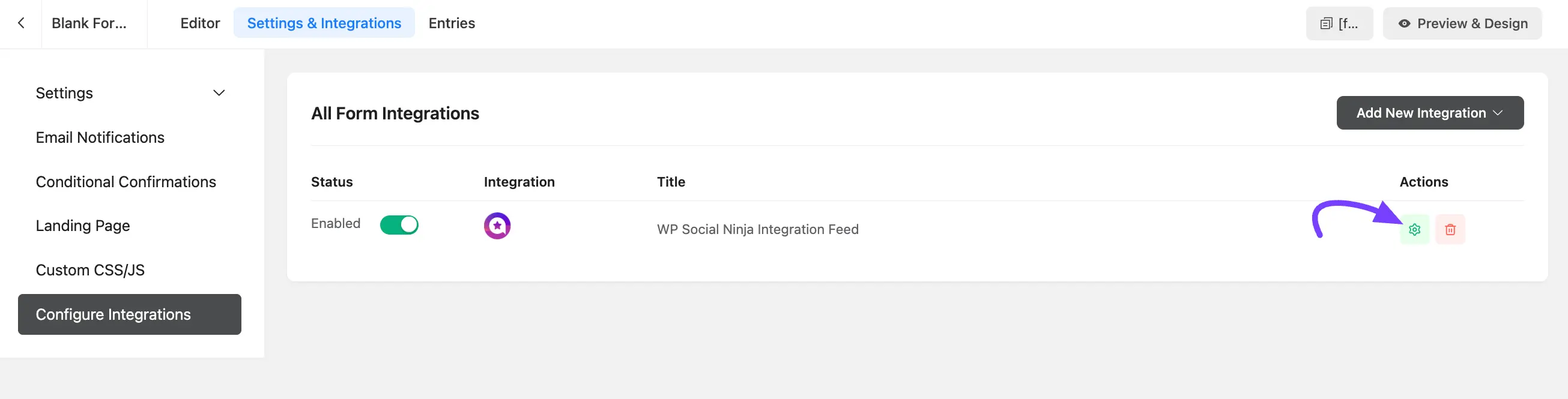 form integration successful 