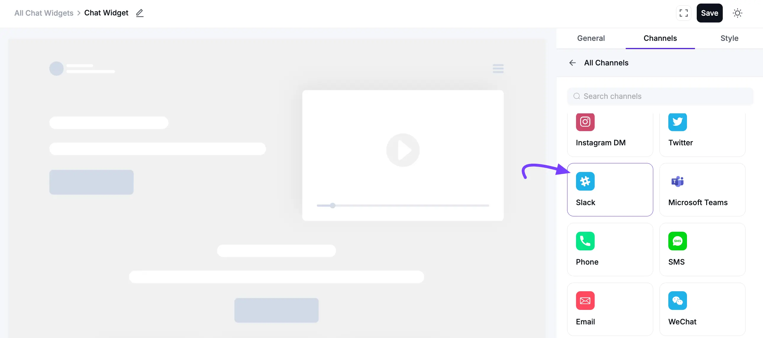 Configuring the Slack chat channel