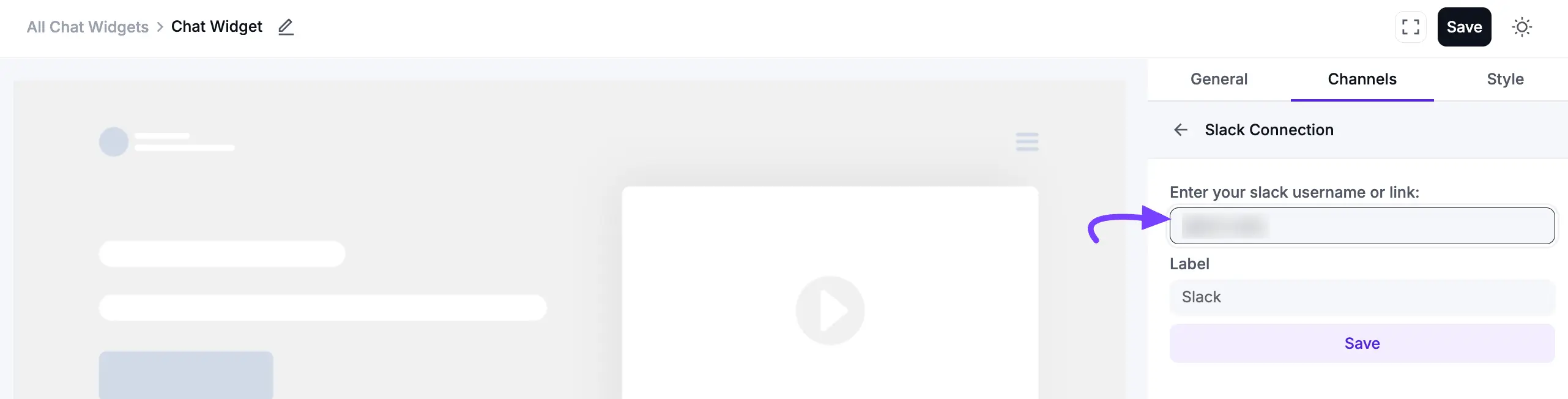 Configuring the Slack chat channel URL