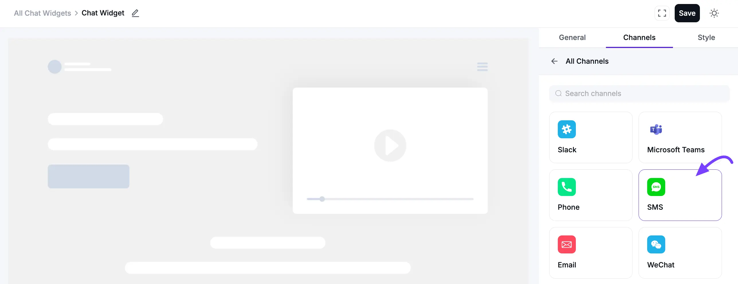 Configuring the SMS (Pro) chat channel