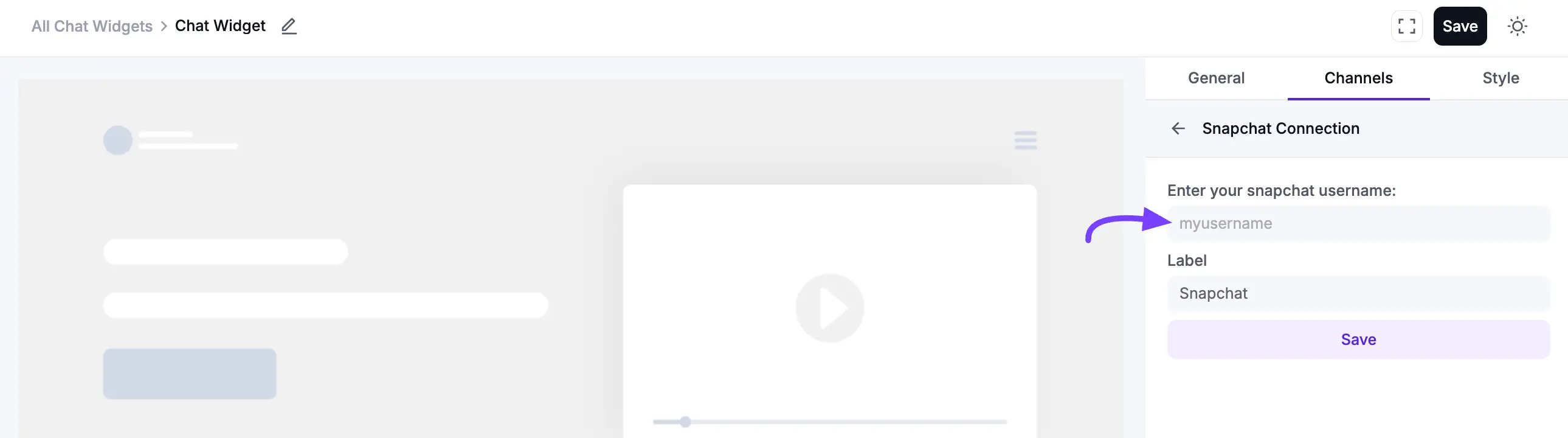 Configuring the Snapchat Username