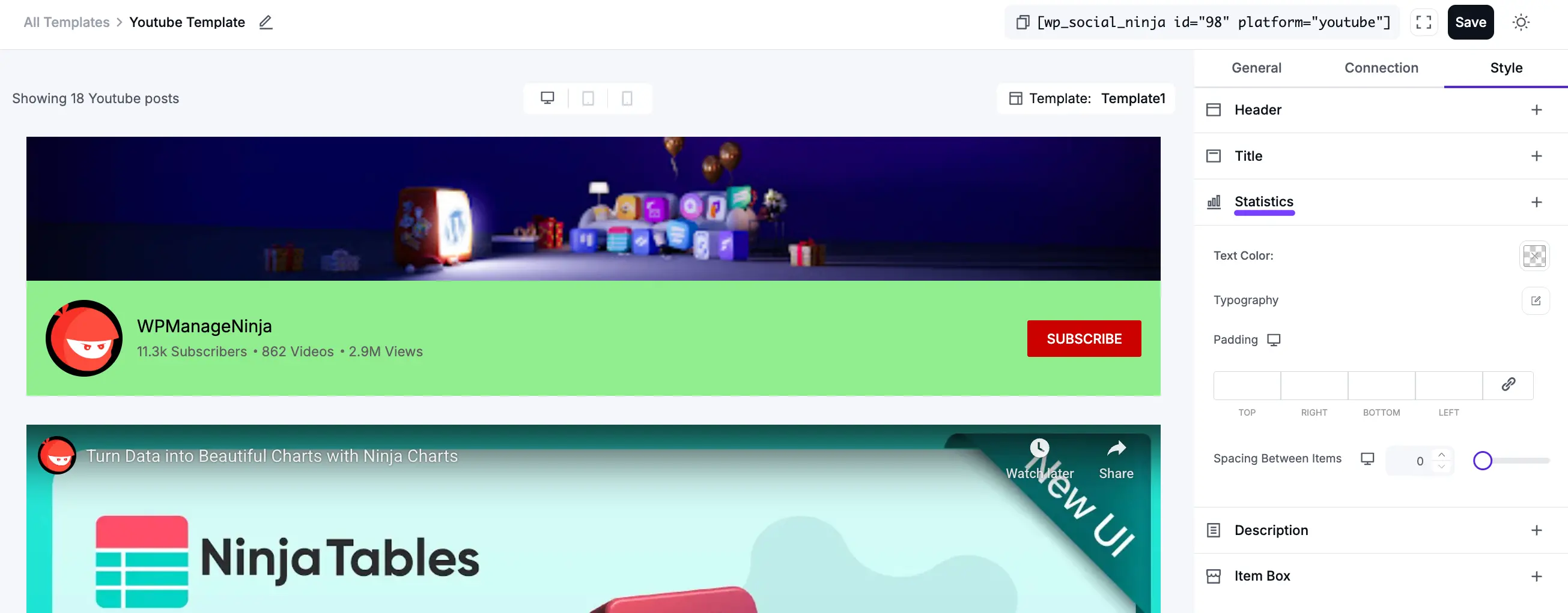 Styling the YouTube feed statistics
