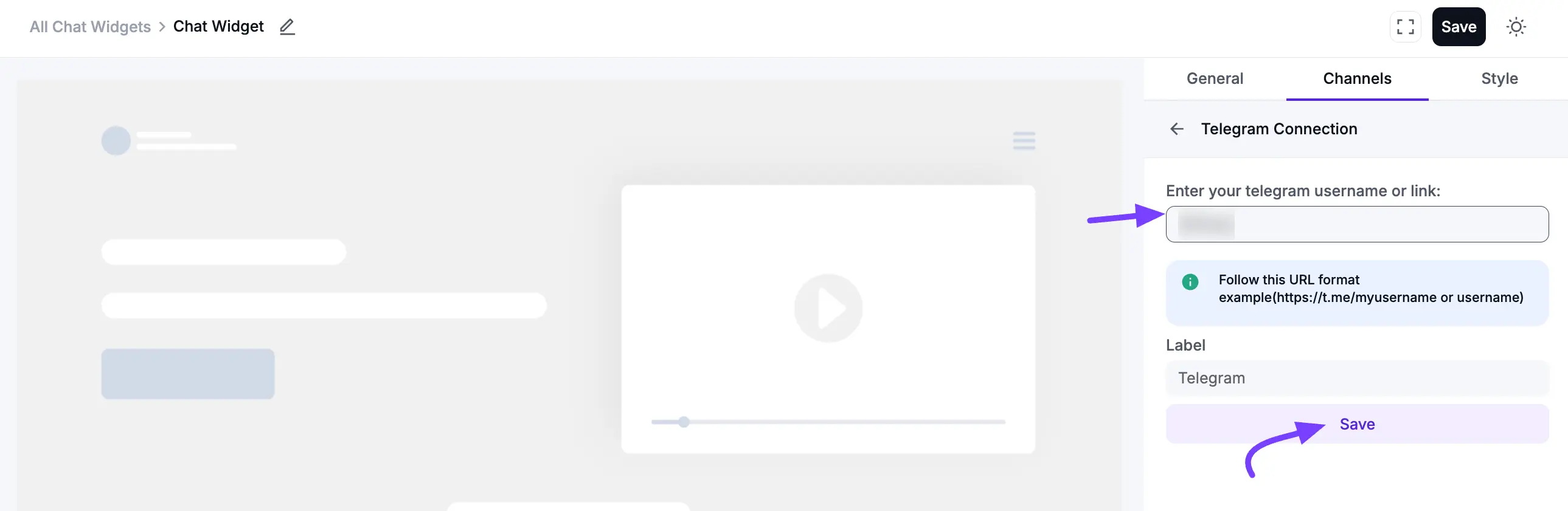 Configuring the Telegram chat channel