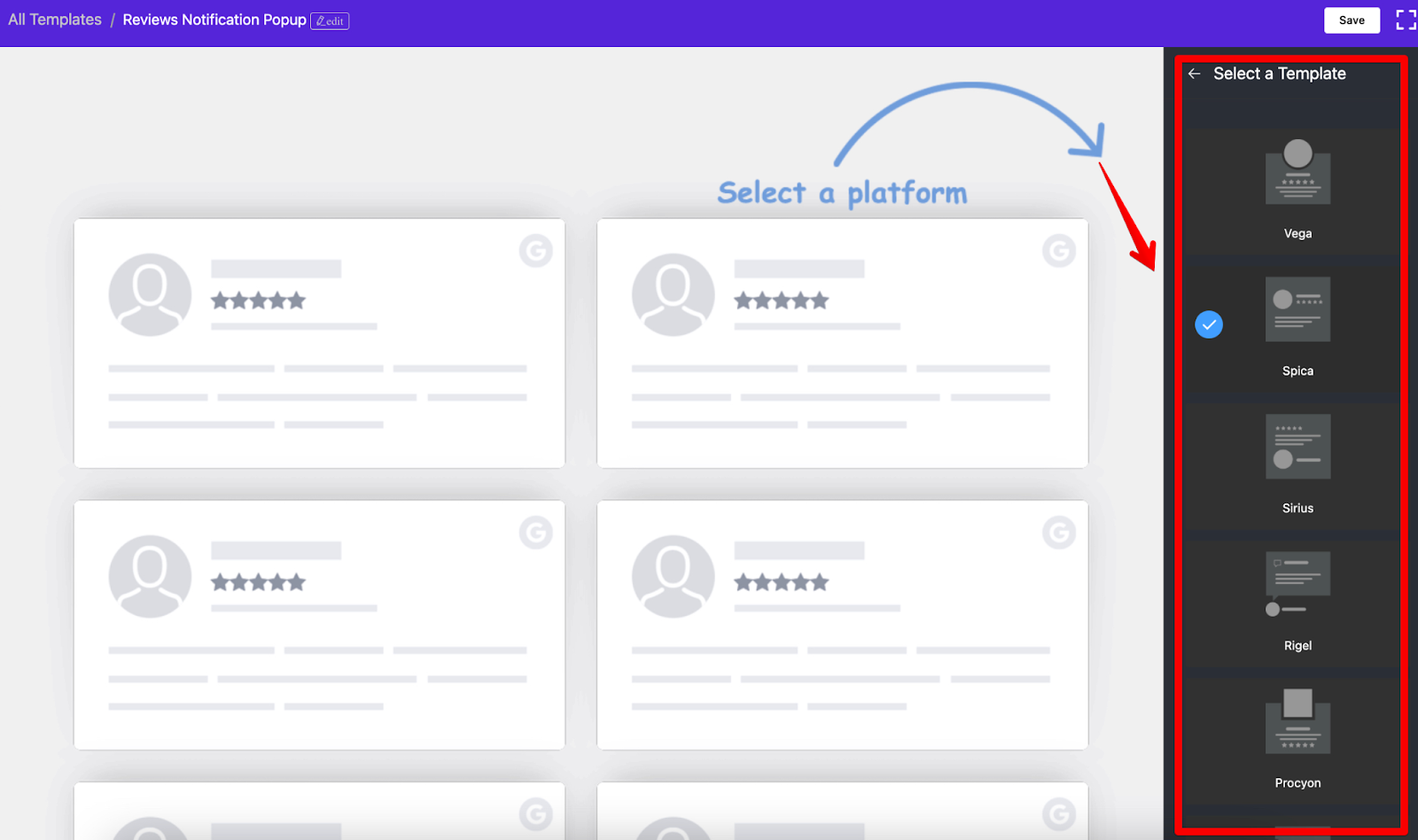 Template Select Option