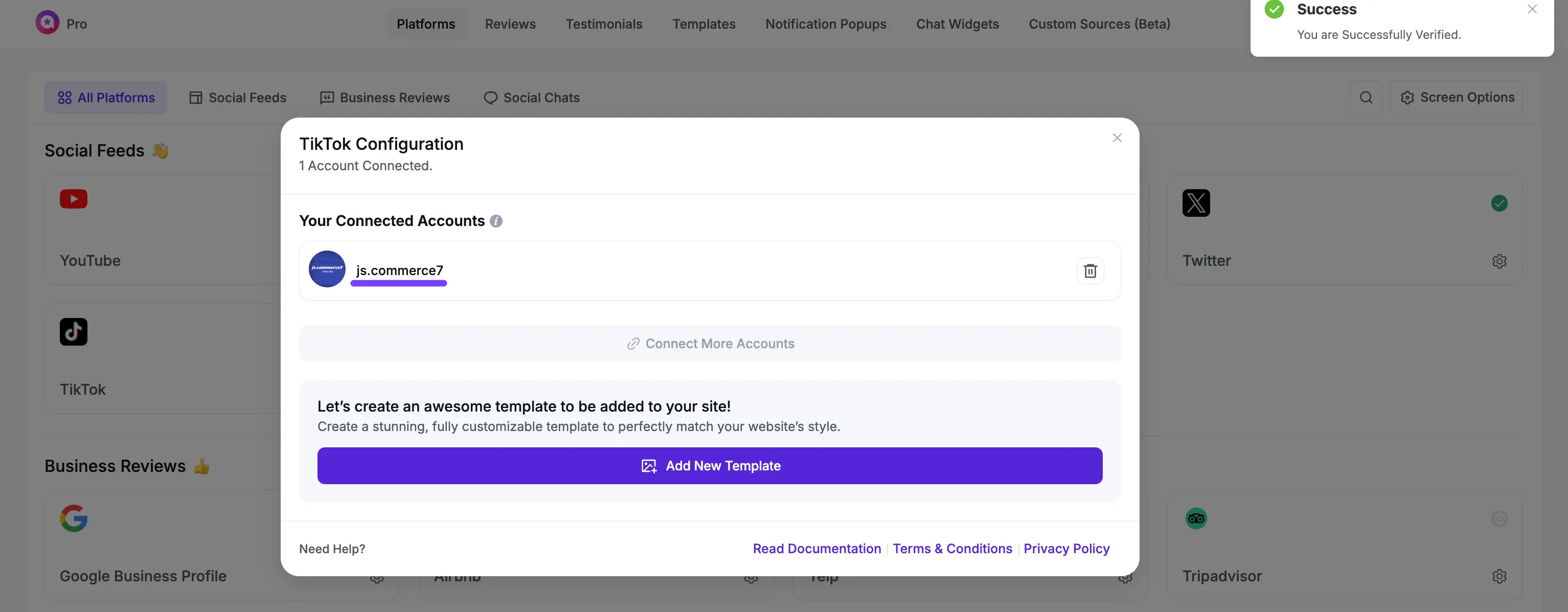 TikTok Connected Account 