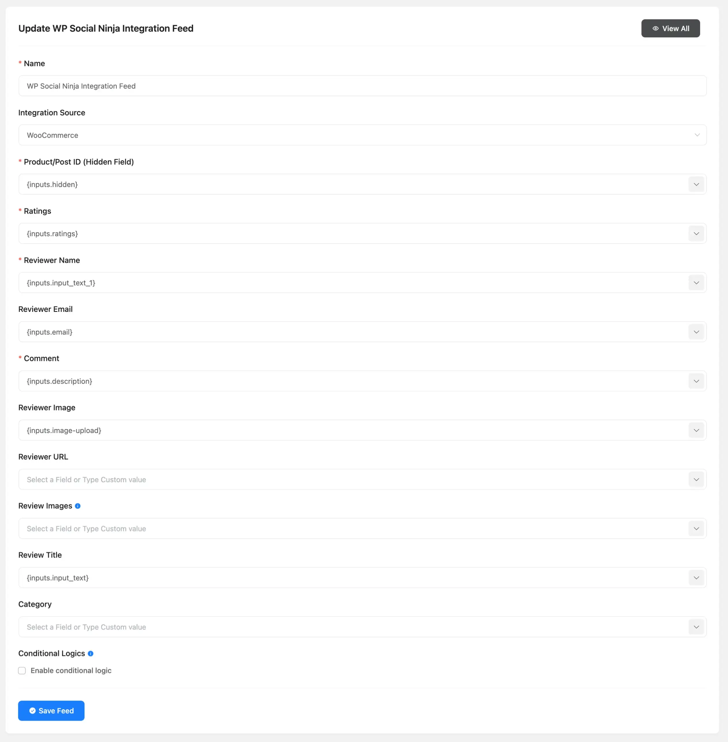 update wp social ninja integration feed fluent forms