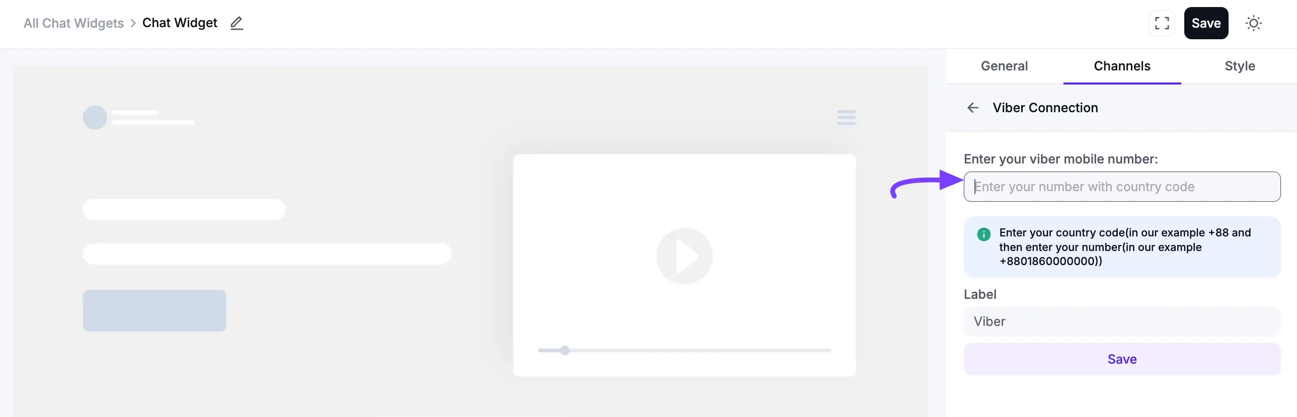 Configuring the Viber Number