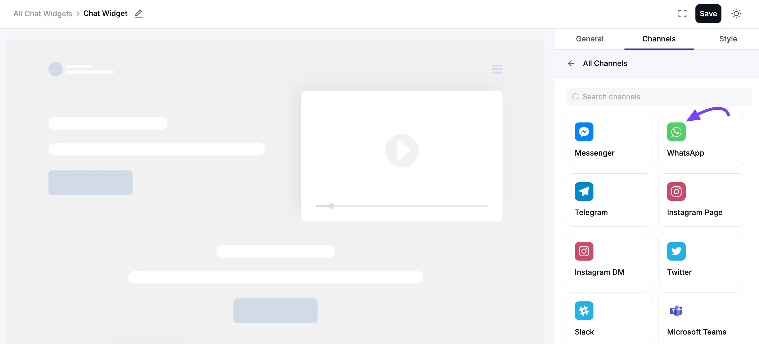 Configuring the WhatsApp chat channel