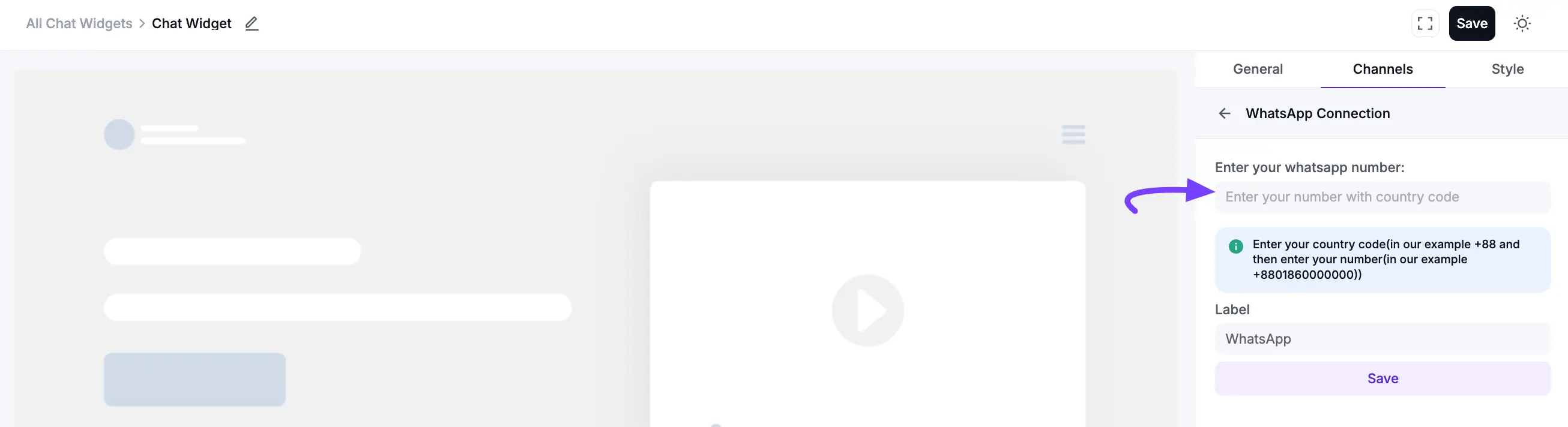 Configuring the WhatsApp chat
