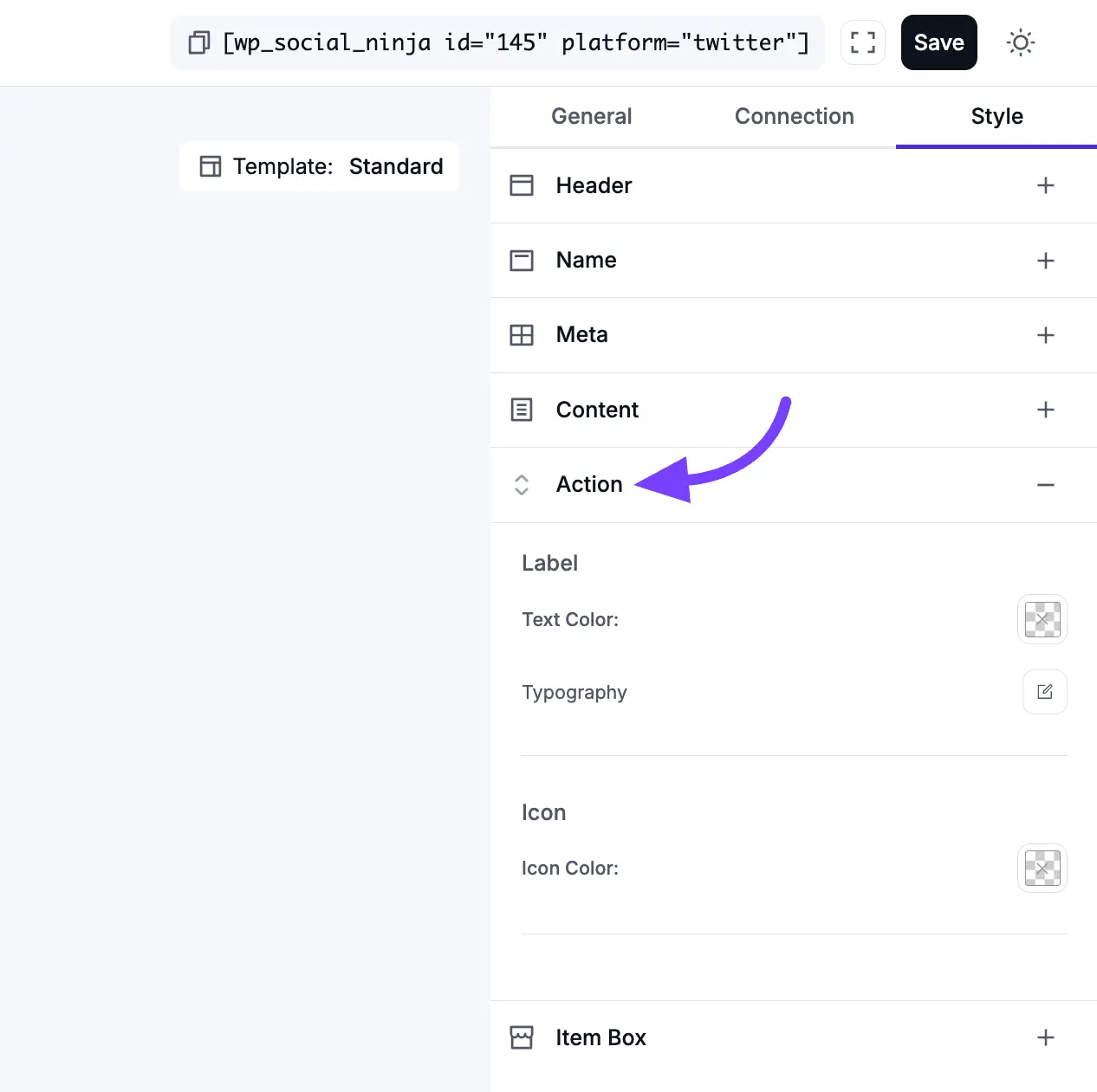 X template styling connection