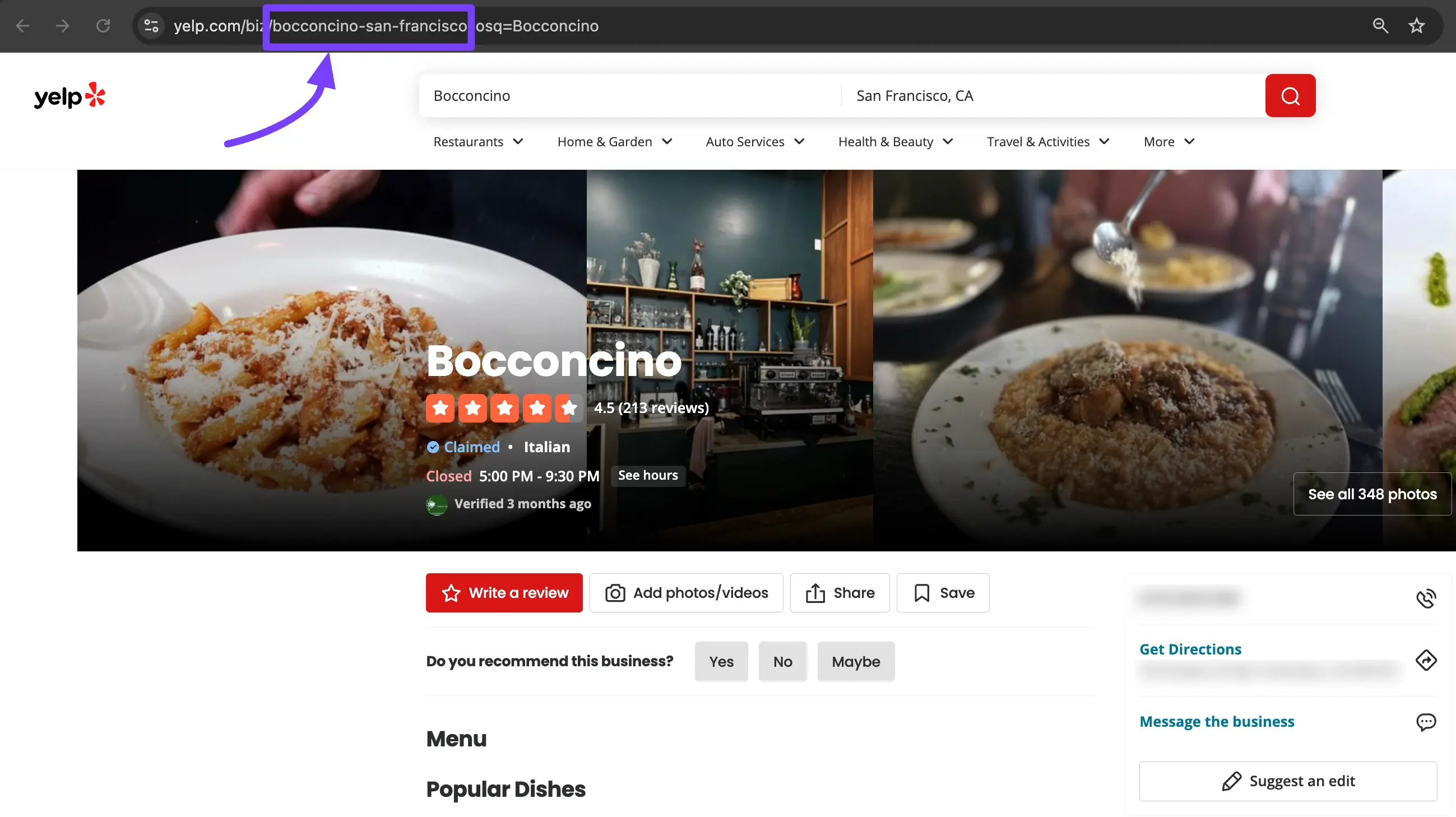 Yelp Configuration for Review